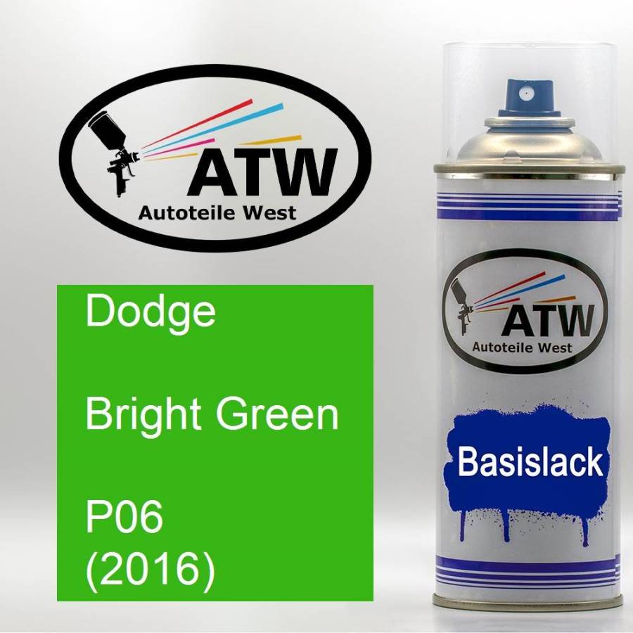 Dodge, Bright Green, P06 (2016): 400ml Sprühdose, von ATW Autoteile West.